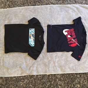 2 boys shirts; size 4; Nike and Under Armor